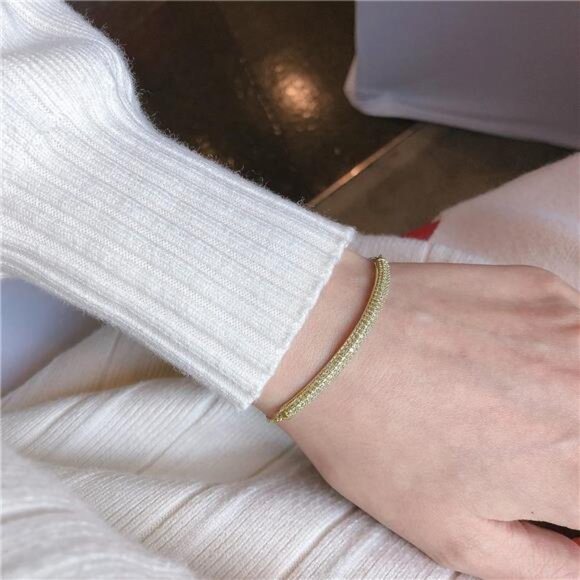 Adjustable Slider Bracelet - Gold/White Gold/Rose Gold Bar Friendship Bangle - Picture 5 of 6